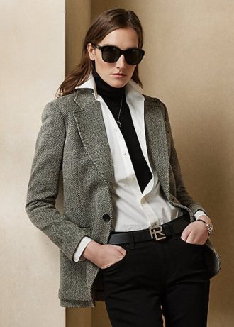 Schwarz / Cremefarbene Tweedjacken für Damen von Ralph Lauren