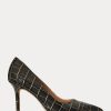 Schwarz / Gold Ralph Lauren Lindella Heels aus geprägtem Leder für Damen