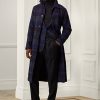 Schwarz / Nacy Herren Ralph Lauren Plaid Wool Twill Balmacaan Topcoat Mäntel