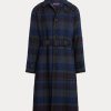 Schwarz / Nacy Herren Ralph Lauren Plaid Wool Twill Balmacaan Topcoat Mäntel