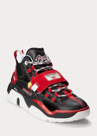 Schwarz / Rot Herren Ralph Lauren PS100 High-Top Sneakers