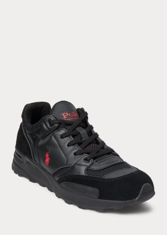 Schwarz / Rot Herren Ralph Lauren Trackster 200 Sneakers