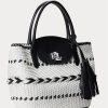 Schwarz/Schneeweiß Damen Ralph Lauren Geo-Motif Gewebtes Leder Große Perri Tragetaschen