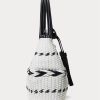 Schwarz/Schneeweiß Damen Ralph Lauren Geo-Motif Gewebtes Leder Große Perri Tragetaschen