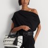 Schwarz/Schneeweiß Damen Ralph Lauren Geo-Motif Gewebtes Leder Große Perri Tragetaschen