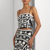 Schwarz / Weiß Damen Ralph Lauren Bestickte Cropped Ärmellose Bluse Tops