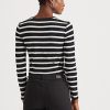 Schwarz / Weiß Damen Ralph Lauren Gestreifte Tops mit Knopfleiste