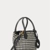 Schwarz/Weiß Hahnentrittmuster Damen Ralph Lauren Houndstooth Mini Bellport Tote Bags