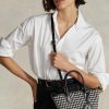 Schwarz/Weiß Hahnentrittmuster Damen Ralph Lauren Houndstooth Mini Bellport Tote Bags
