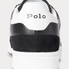 Schwarz / Weiß Herren Ralph Lauren Court Leder-Wildleder Sneakers
