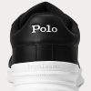 Schwarz / Weiß Herren Ralph Lauren Heritage Court II Leder Sneakers