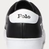 Schwarz / Weiß Herren Ralph Lauren Longwood Logo Leder Sneakers