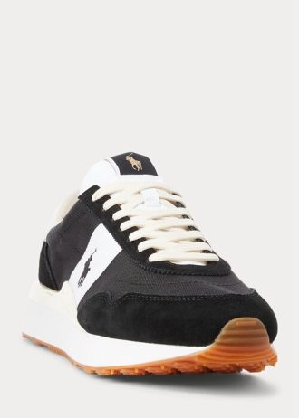 Schwarz / Weiß Herren Ralph Lauren Train 89 Wildleder & Oxford Sneakers