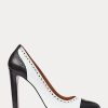 Schwarz / Weiß Ralph Lauren Ainsley Color-Blocked Kalbsleder Heels für Damen