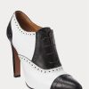 Schwarz / Weiß Ralph Lauren Cerri Kalbslederstiefel im Color-Blocking-Stil für Damen
