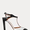Schwarz / Weiß Ralph Lauren Haskell Color-Blocked Kalbsleder Heels für Damen