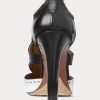 Schwarz / Weiß Ralph Lauren Lindley Kalbslederstiefel im Color-Blocking-Stil für Damen