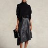 Schwarze asymmetrische Tellerröcke aus Lammfell von Ralph Lauren für Damen