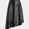 Schwarze asymmetrische Tellerröcke aus Lammfell von Ralph Lauren für Damen