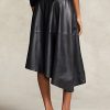 Schwarze asymmetrische Tellerröcke aus Lammfell von Ralph Lauren für Damen