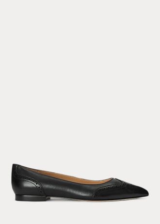 Schwarze Ballerinas aus brüniertem Leder von Ralph Lauren für Damen