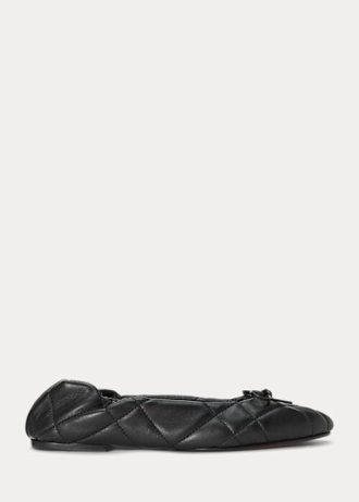 Schwarze Ballerinas aus gestepptem Lammleder von Ralph Lauren für Damen
