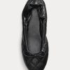 Schwarze Ballerinas aus gestepptem Lammleder von Ralph Lauren für Damen