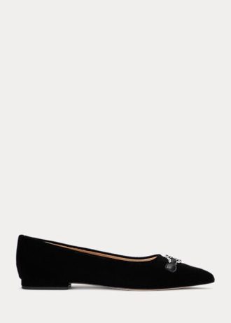 Schwarze Ballerinas aus Samt von Ralph Lauren für Damen in Lilah