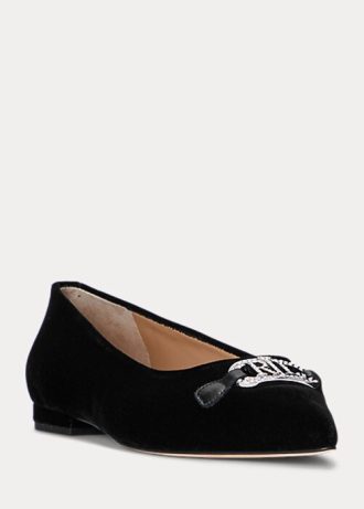 Schwarze Ballerinas aus Samt von Ralph Lauren für Damen in Lilah