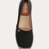Schwarze Damen Ralph Lauren Cameryn IV Flache Schuhe aus getrommeltem Leder