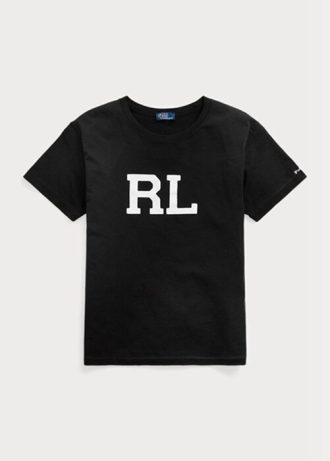Schwarze Damen Ralph Lauren Rl Logo Jersey T Shirts