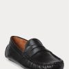 Schwarze Herren Ralph Lauren Anders Leder Driver Freizeitschuhe