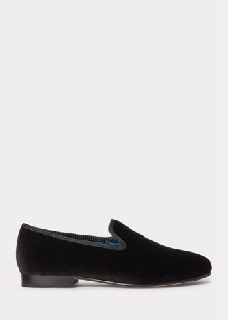 Schwarze Herrenschuhe aus Samt von Ralph Lauren Paxton