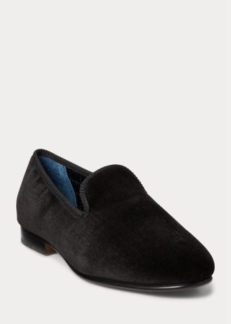 Schwarze Herrenschuhe aus Samt von Ralph Lauren Paxton