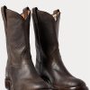Schwarze Lederstiefel von Ralph Lauren für Herren