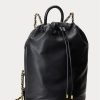 Schwarze mittelgroße Izzie-Rucksäcke aus Nappaleder für Damen von Ralph Lauren