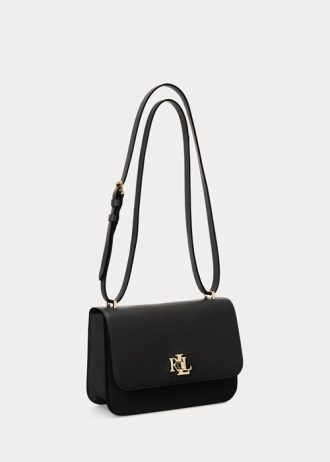 Schwarze mittelgroße Schultertaschen aus Leder von Ralph Lauren für Damen