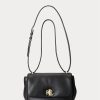 Schwarze mittelgroße Schultertaschen aus Nappaleder für Damen von Ralph Lauren