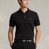 Schwarze Poloshirts aus weicher Baumwolle im Custom Slim Fit von Ralph Lauren für Herren