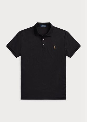 Schwarze Poloshirts aus weicher Baumwolle im Custom Slim Fit von Ralph Lauren für Herren