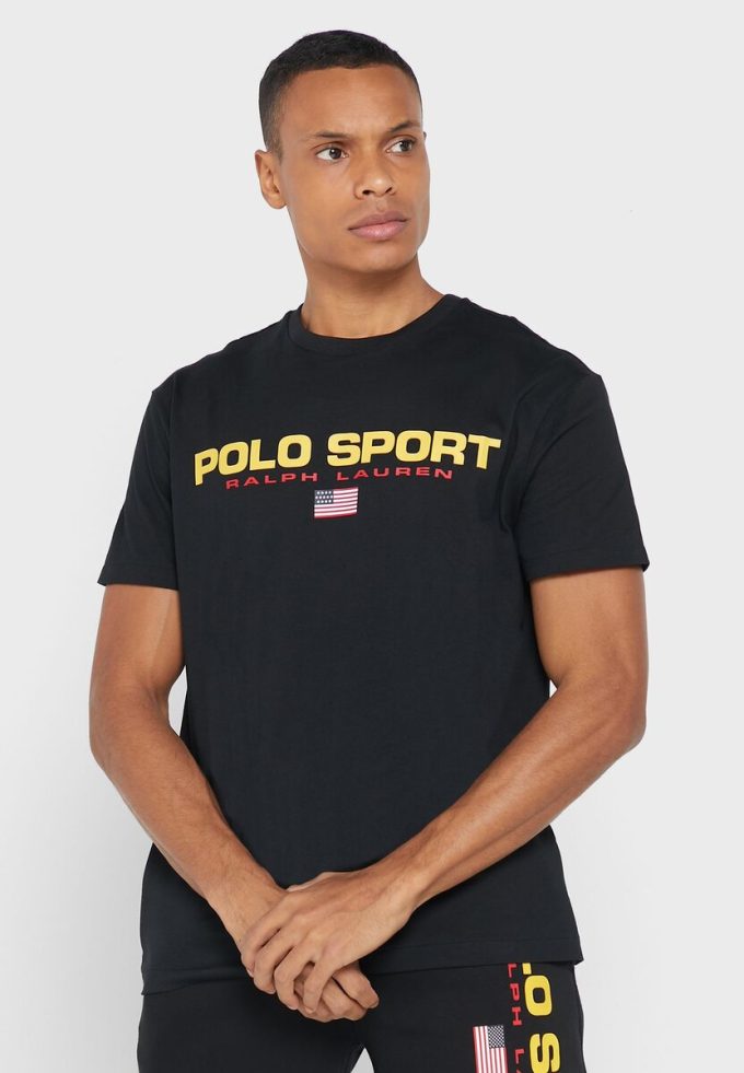 Schwarze Poloshirts mit Rundhalsausschnitt für Herren von Ralph Lauren