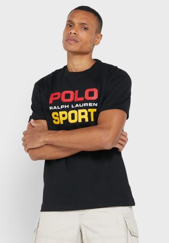 Schwarze Poloshirts mit Rundhalsausschnitt für Herren von Ralph Lauren