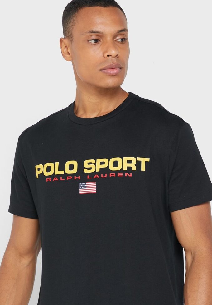 Schwarze Poloshirts mit Rundhalsausschnitt für Herren von Ralph Lauren