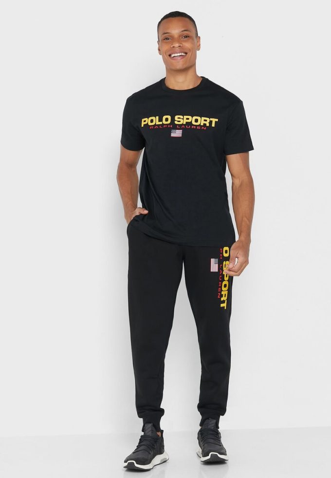 Schwarze Poloshirts mit Rundhalsausschnitt für Herren von Ralph Lauren