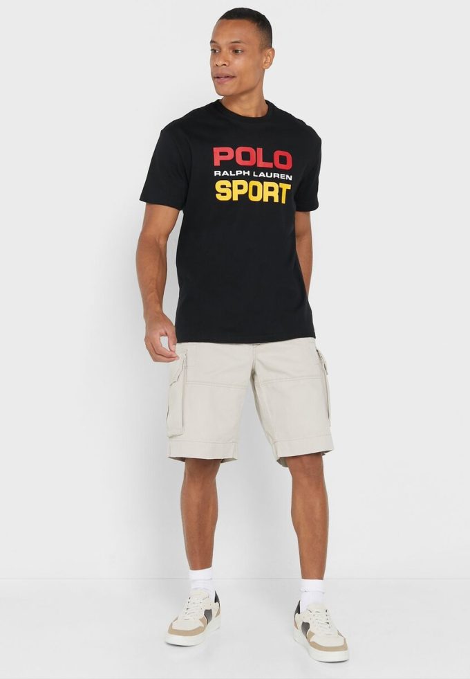 Schwarze Poloshirts mit Rundhalsausschnitt für Herren von Ralph Lauren