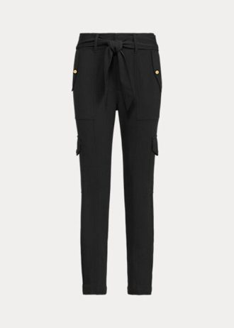 Schwarze Ponte-Cargohose mit Gürtel von Ralph Lauren für Damen