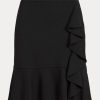 Schwarze Ponte-Röcke mit Rüschenbesatz für Damen von Ralph Lauren