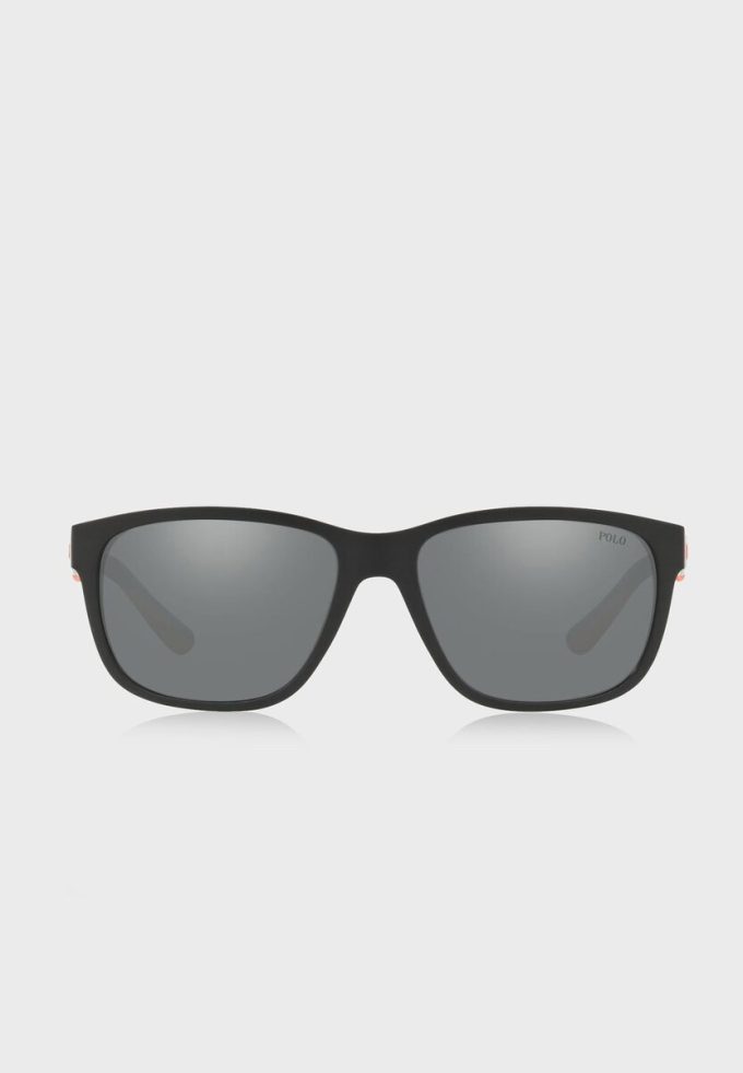 Schwarze quadratische Sonnenbrille Ralph Lauren 57326G für Herren