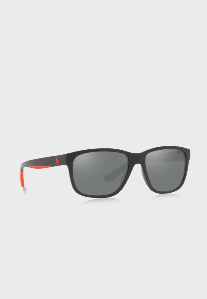 Schwarze quadratische Sonnenbrille Ralph Lauren 57326G für Herren