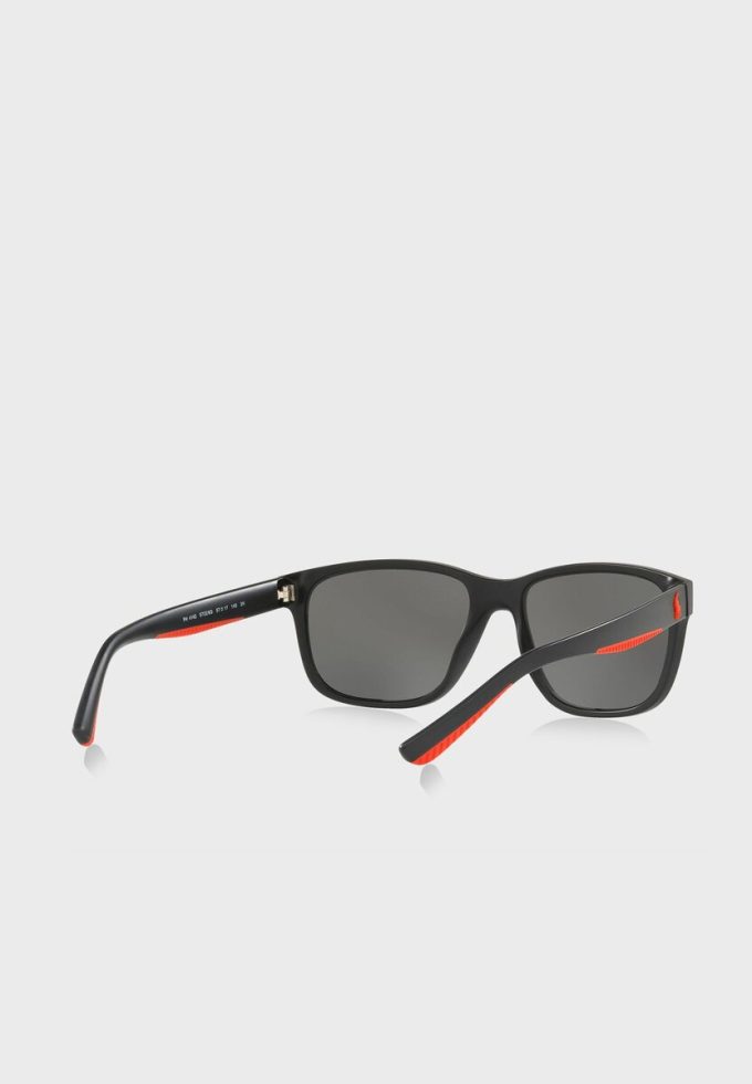 Schwarze quadratische Sonnenbrille Ralph Lauren 57326G für Herren